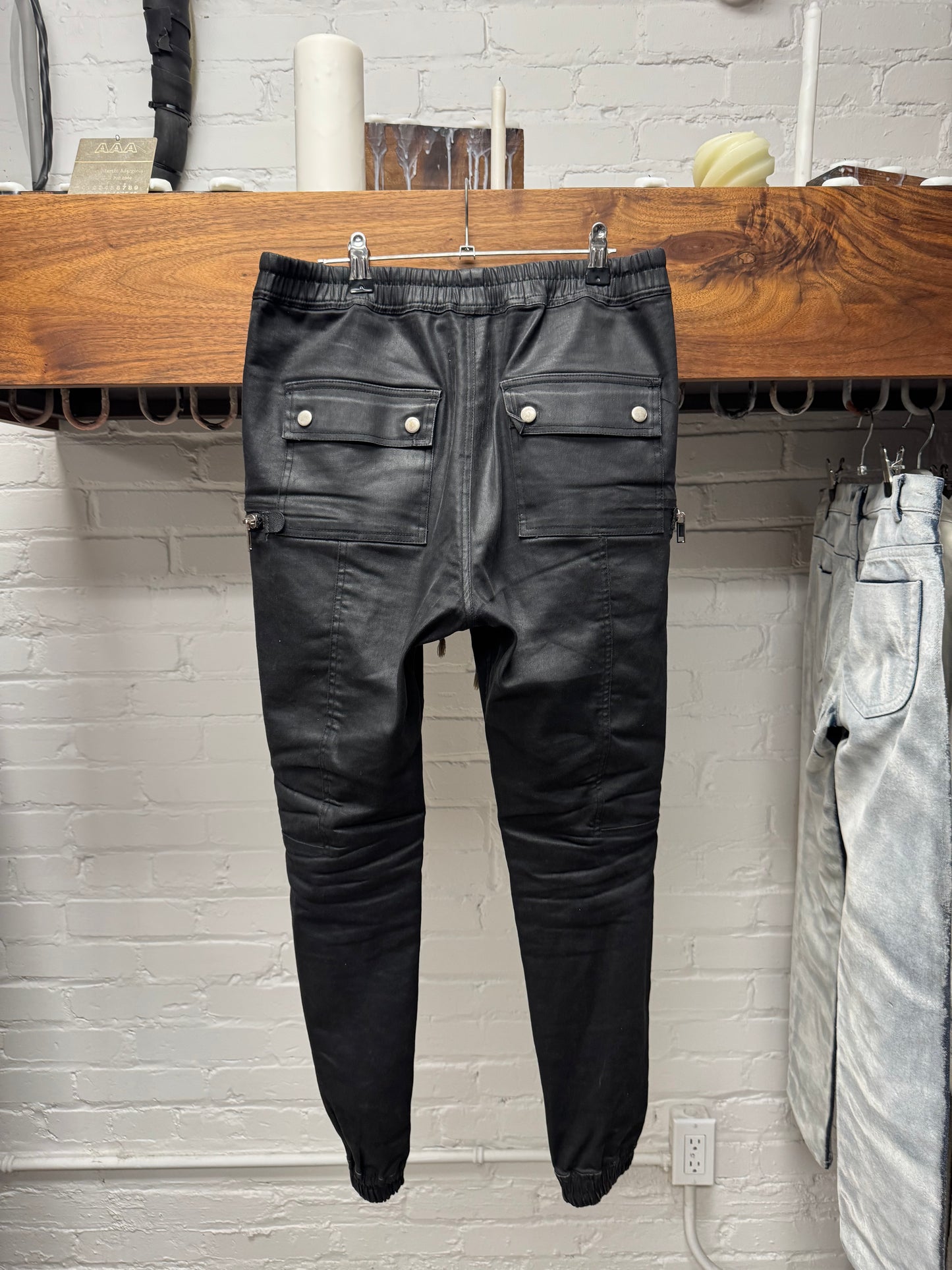 SS2020 Rick Owens ‘Tecautl’ Waxed Black ‘Bauhaus’ Cargos