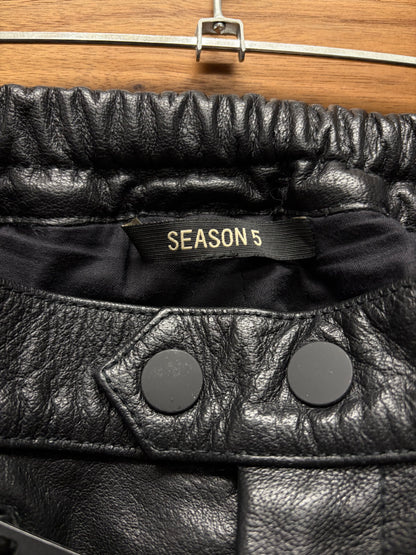 Yeezy Season 5 Calfskin Leather Skinny Biker Moto Pants