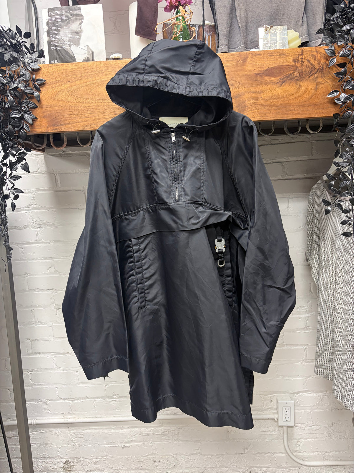 1017 Alyx 9SM ‘Roller Buckle’ Black Nylon Oversized Anorak Coat