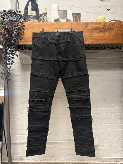 Diesel Black Gold ‘Hagi’ Raw Hem Distressed Black Skinny Jeans