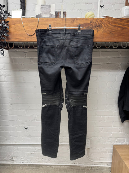 AW2013 Saint Laurent by Hedi Slimane ‘D04’ Leather Biker Knee Denim