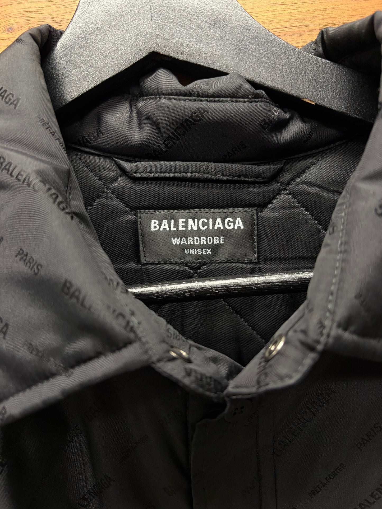 2021 Balenciaga Monogram Padded Black Shell Over-Shirt