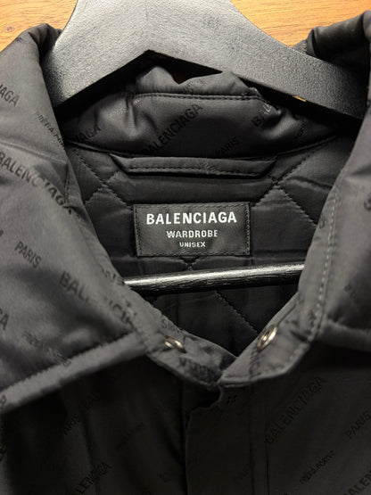 2021 Balenciaga Monogram Padded Black Shell Over-Shirt