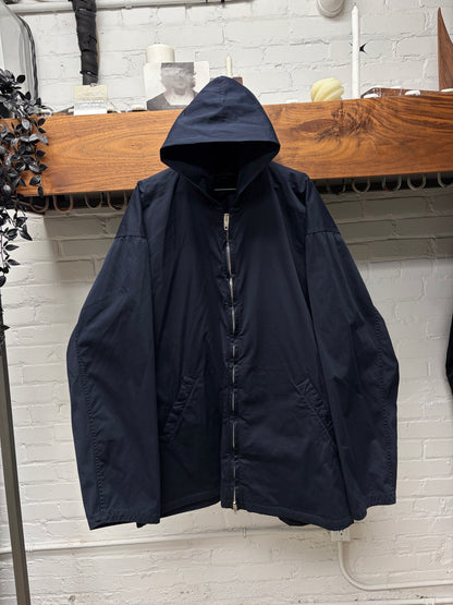 2024 Balenciaga Oversized Navy Blue Cotton Hooded ‘Work Jacket’