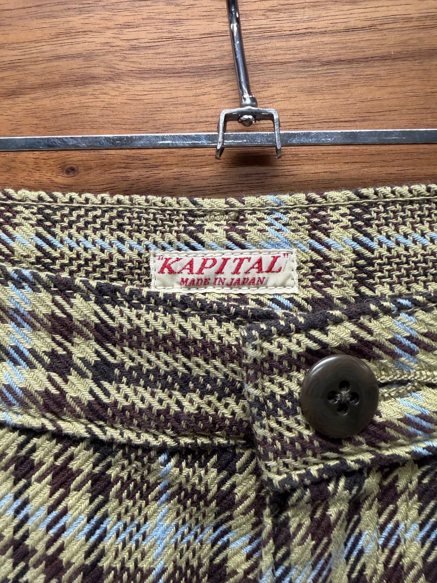 Kapital Yellow/Brown Plaid Bootcut Flared Leg Trousers