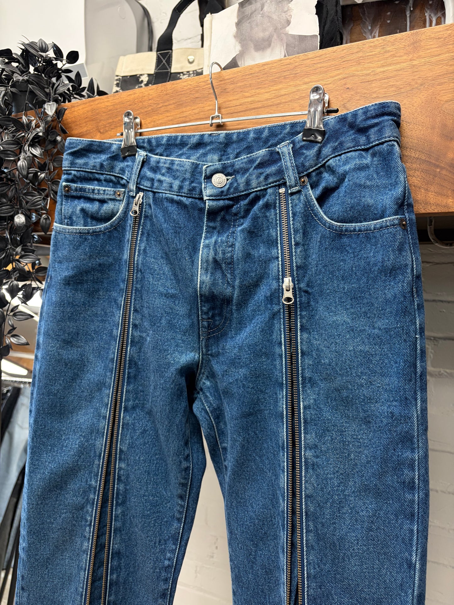 2021 Maison Margiela ‘Full Length Zip’ Blue Pleated Denim