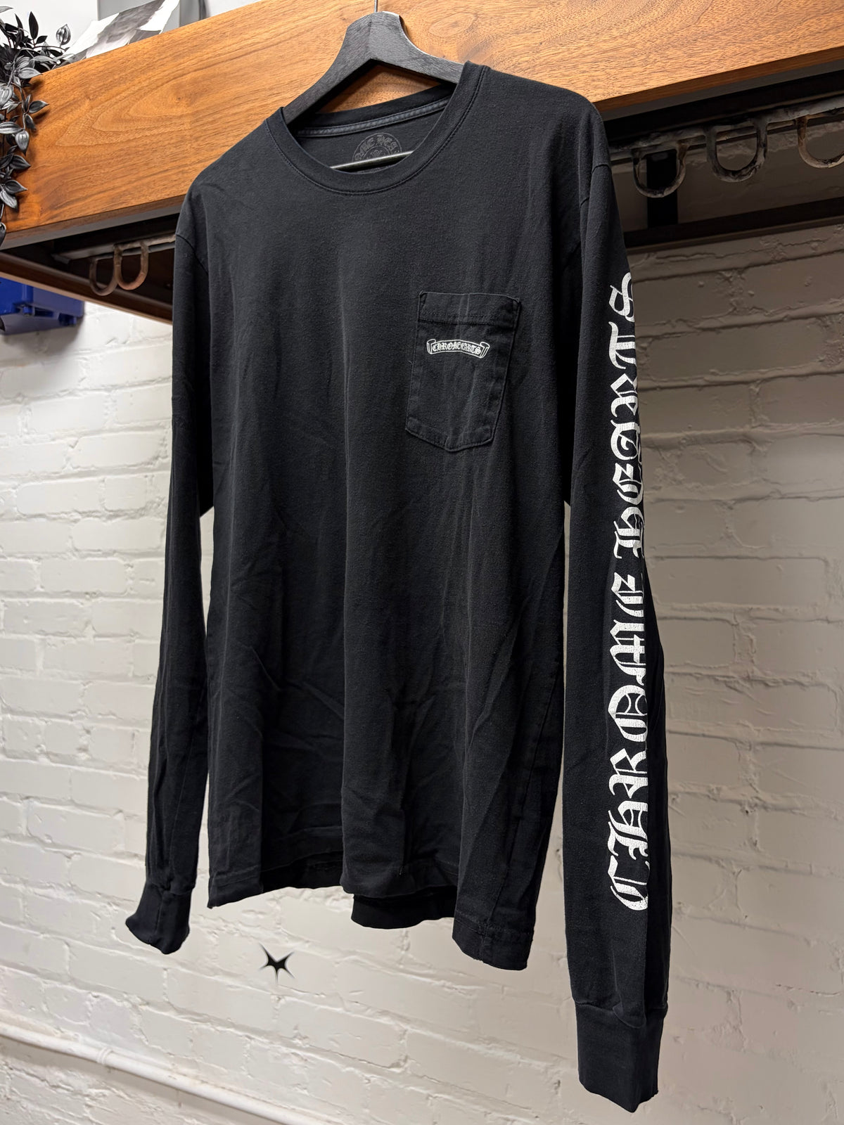 Chrome Hearts Black ‘Scroll Logo’ Long Sleeve Shirt