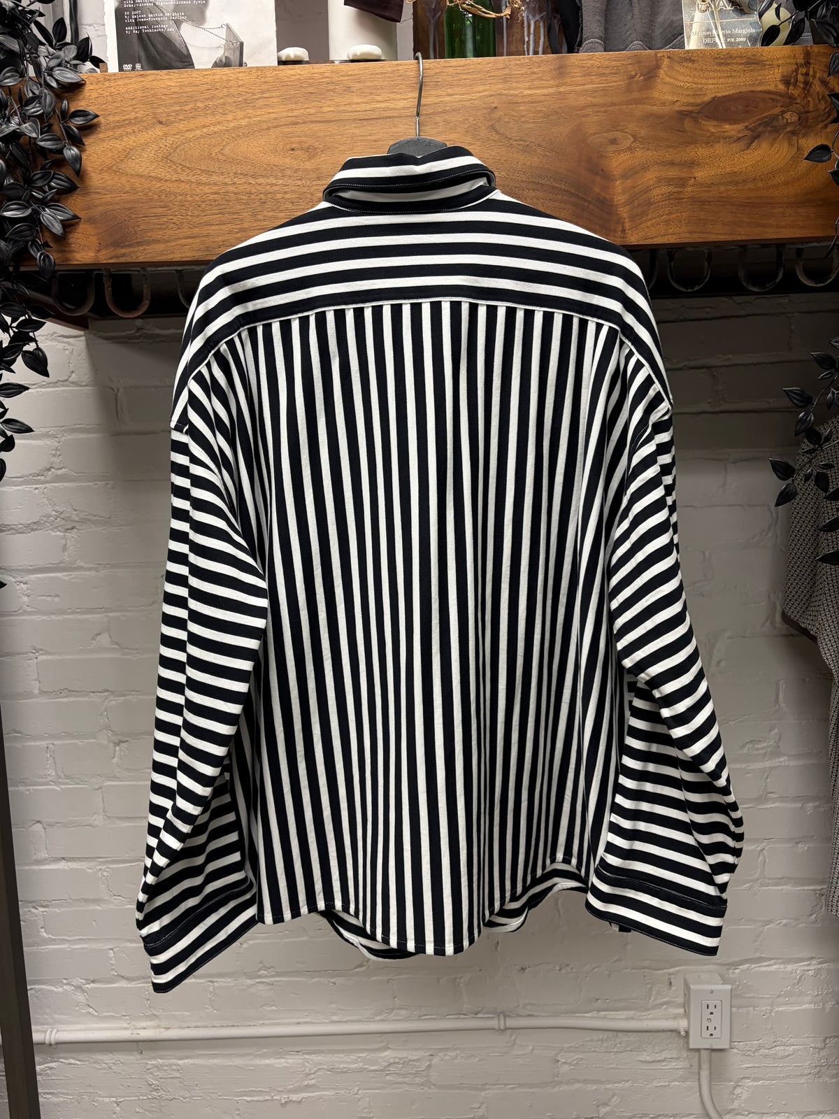 Marni Striped Black/White Patch Logo Button Up Shirt
