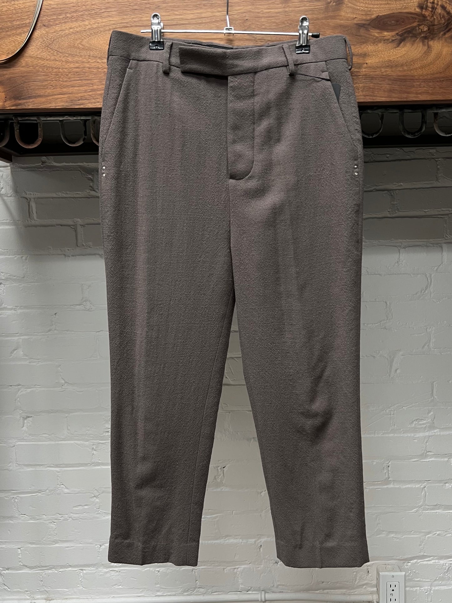 Rick Owens Virgin Wool ‘Dust’ Brown Cropped Pants