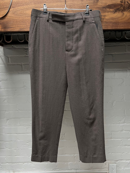 Rick Owens Virgin Wool ‘Dust’ Brown Cropped Pants