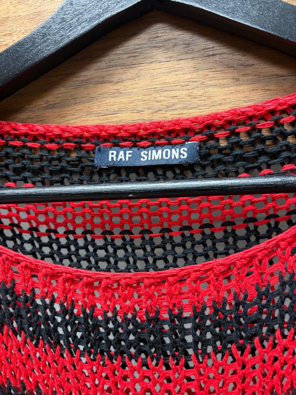 AW1997 Raf Simons Loose Gauge Striped Black/Red Knitted Sweater
