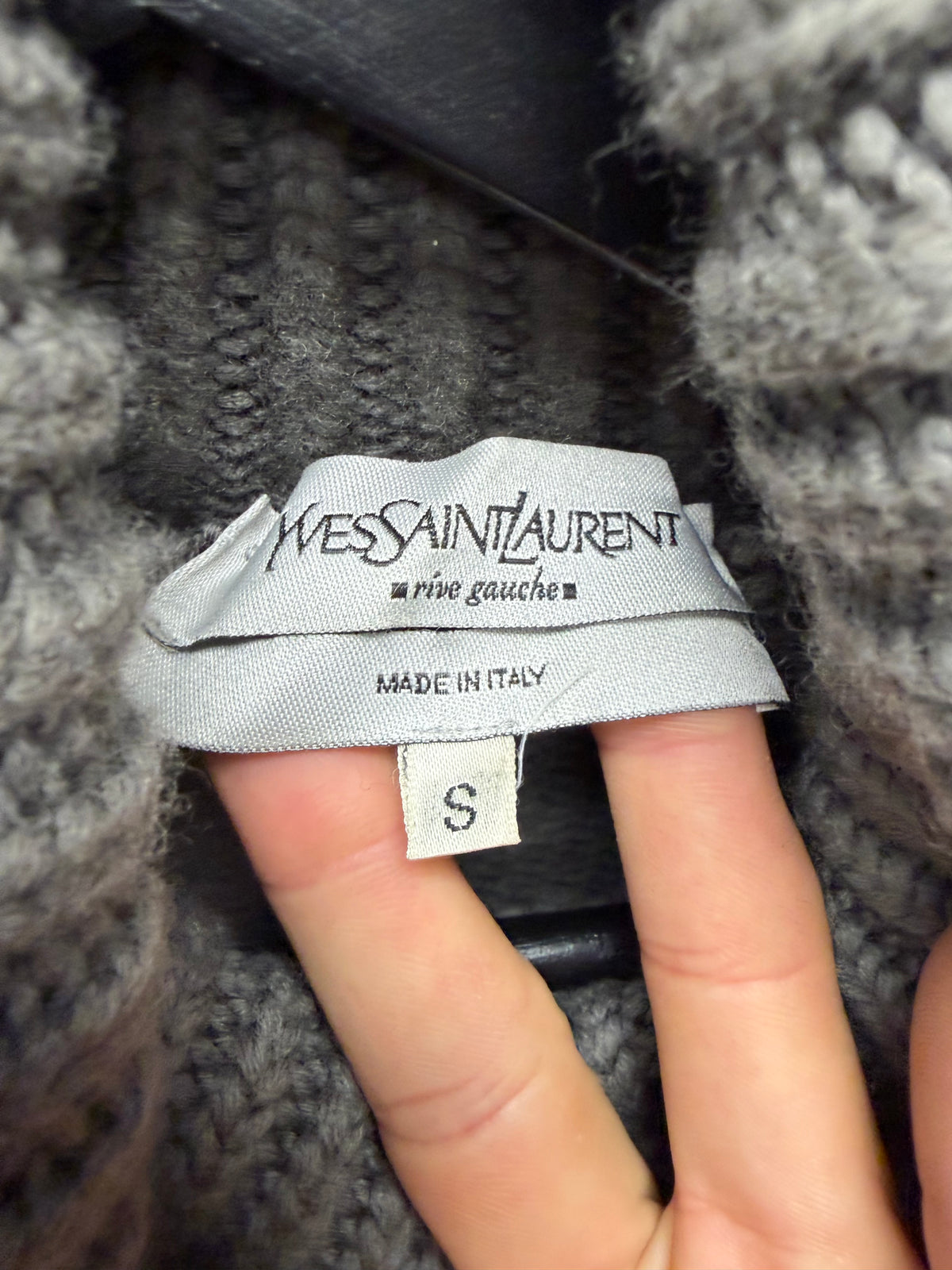 2000s Yves Saint Laurent Rive Gauche by Tom Ford ‘Padded Elbow’ Grey Heavyweight Wool Knit Turtleneck Sweater