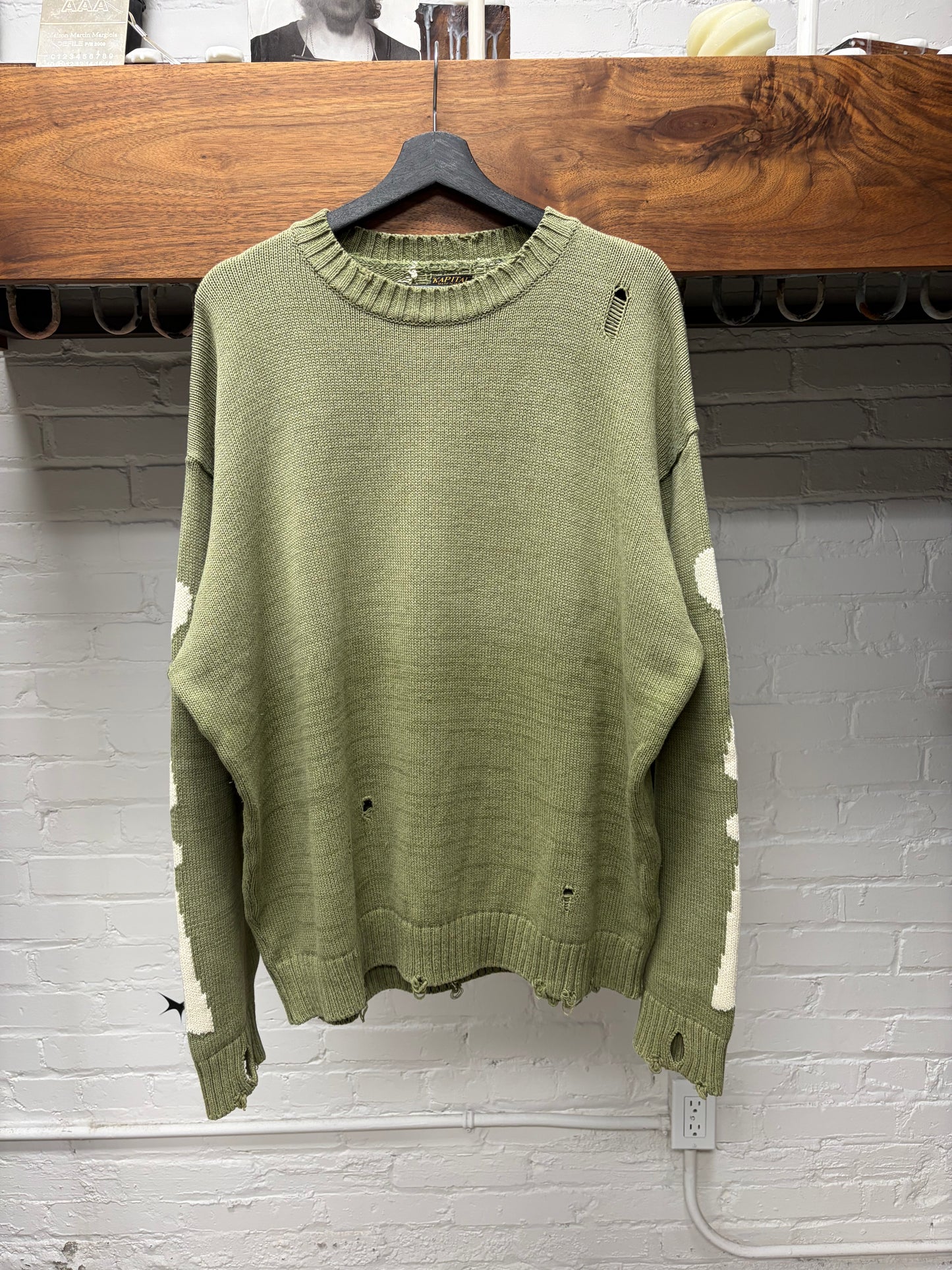 Kapital ‘5G’ Green Bone Knit Sweater