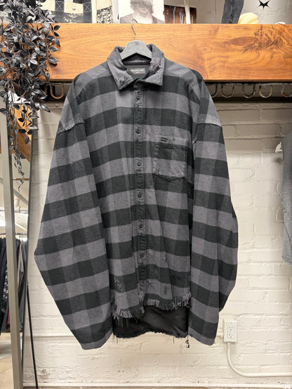 AW2022 Balenciaga Distressed ‘Buffalo Plaid’ Silk Lined Shirt