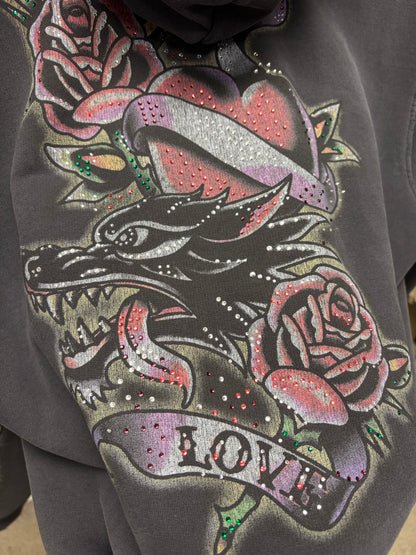 SS2025 Balenciaga ‘Tacky Logo’ Black Studded Zip-Up Hoodie