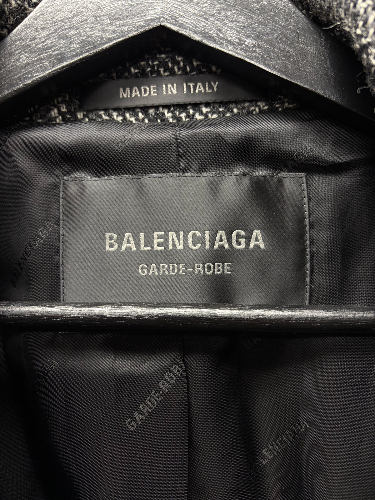 AW2025 Balenciaga Distressed ‘Raglan One Layer’ Plaid Belted Wool Full Length Trench Coat