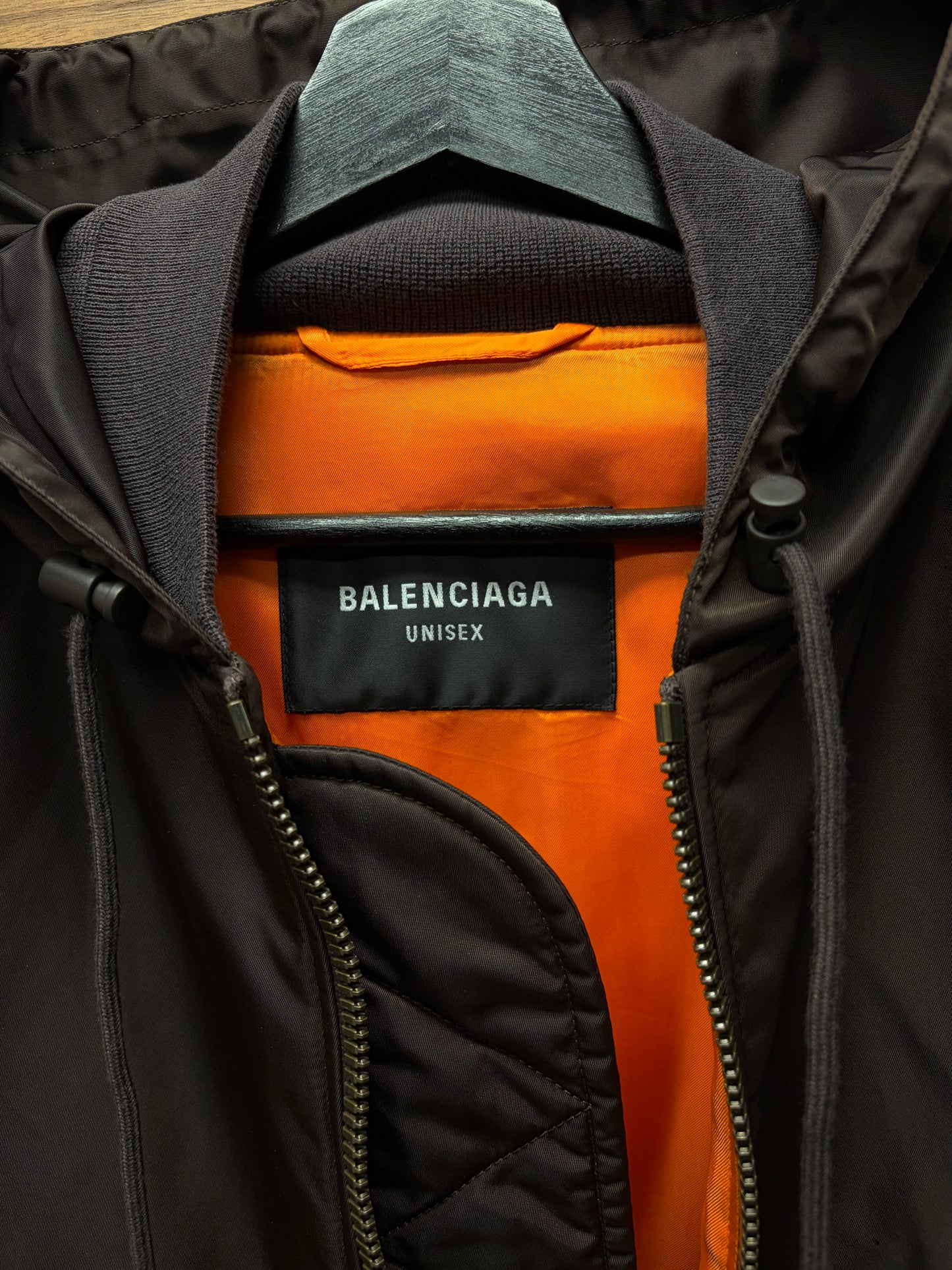 SS2022 Balenciaga ‘3B Sport Icon’ Brown Hooded Bomber Jacket