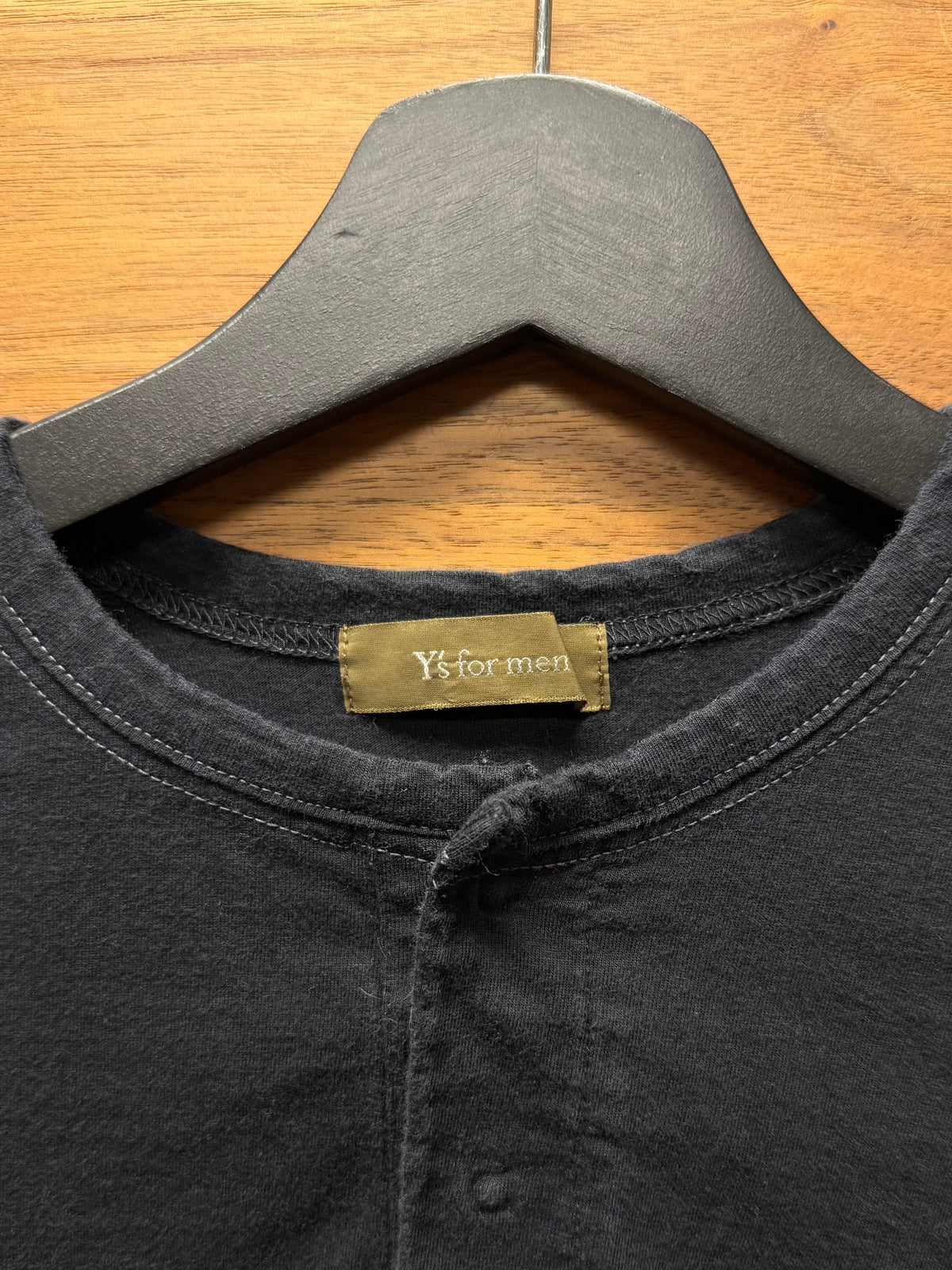 Yohji Yamamoto Y’s Black ‘Hidden Button’ Cotton Henley Longsleeve
