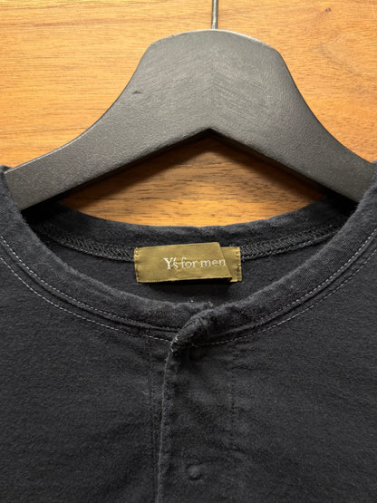 Yohji Yamamoto Y’s Black ‘Hidden Button’ Cotton Henley Longsleeve