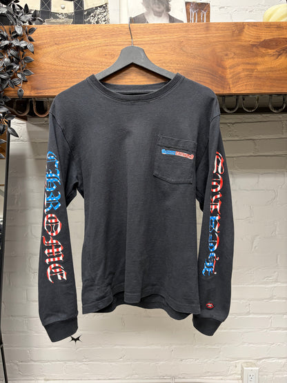 Chrome Hearts U.S.A. ‘Flag Scroll Logo’ Black Long Sleeve Shirt
