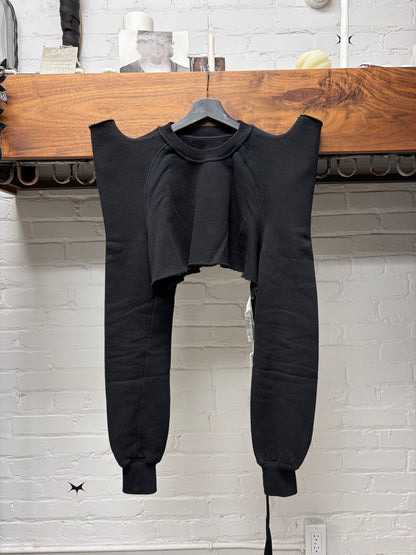Rick Owens ‘Padoga’ Horned Shoulder Cropped Black Sweatshirt