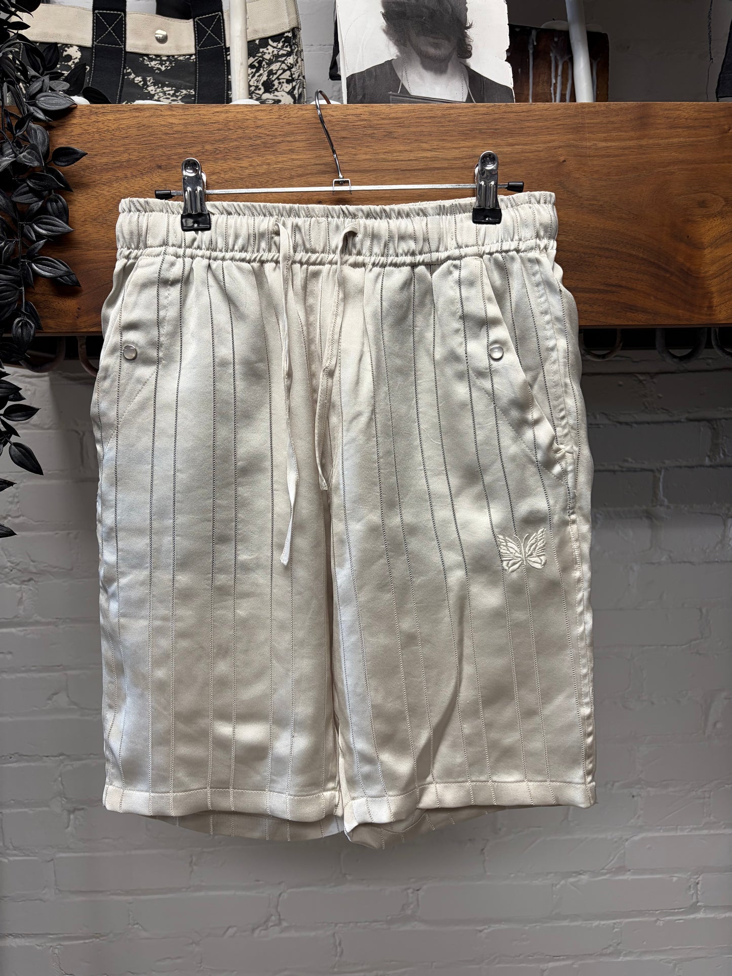Needles Beige Striped String ‘Cowboy’ Shorts