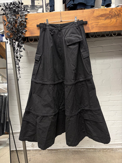 2021 Balenciaga Convertible Ripstop Black Cargo Skirt