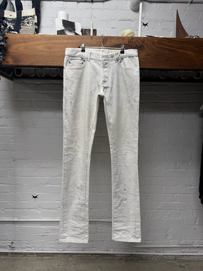 2014 Balenciaga ‘Paint Cracked’ White Skinny Jeans