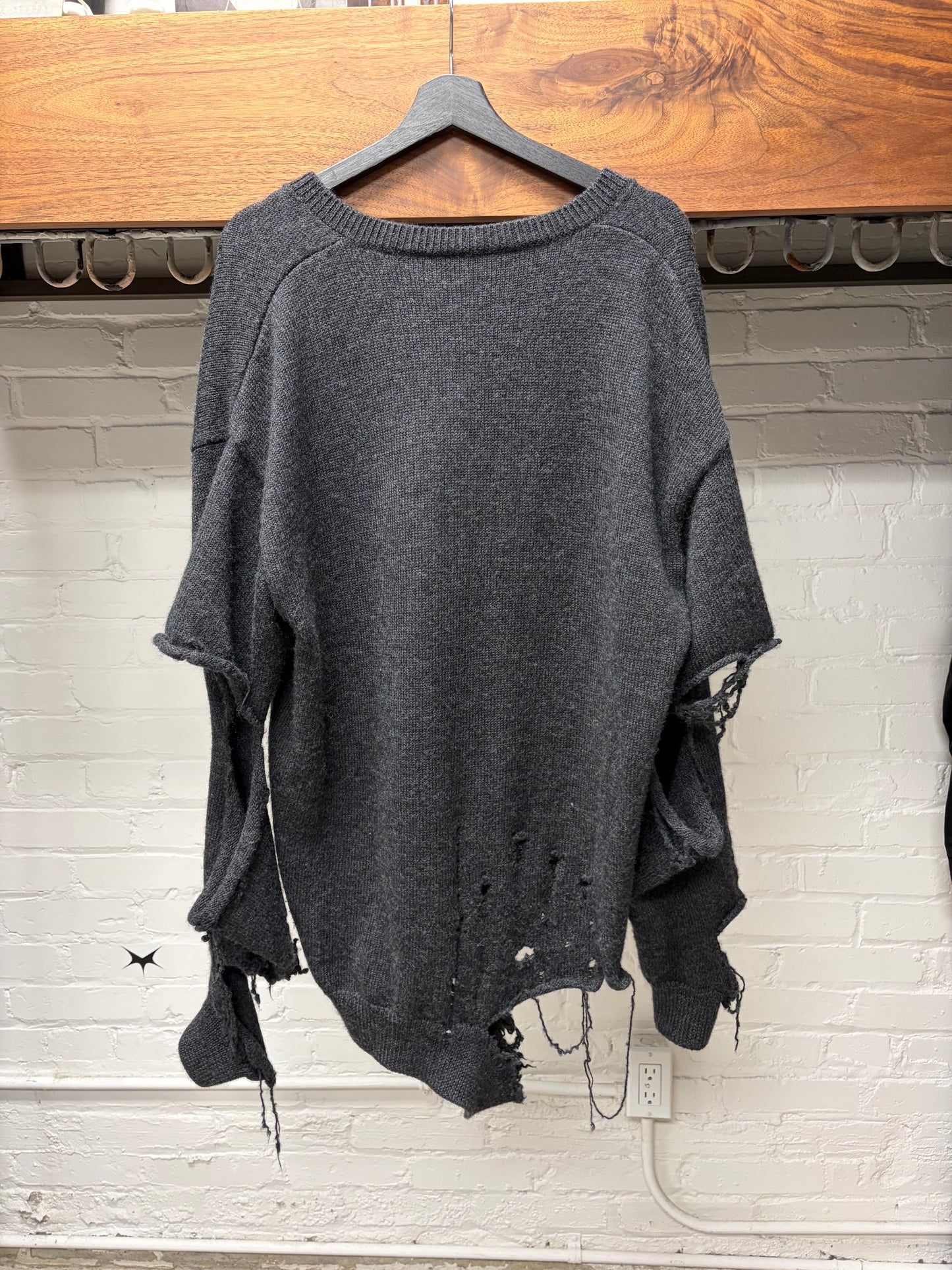 AW2021 Balenciaga ‘Destroyed’ Thrash Distressed Grey Knit Sweater