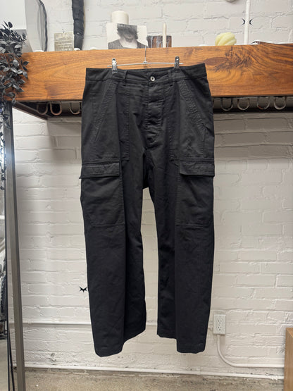 Rick Owens DRKSHDW Wide Leg Black Cargo Pants
