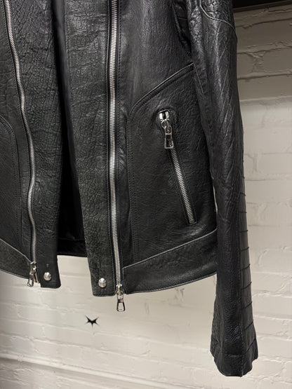 AW2015 Balmain x H&M Black Lambskin Leather Biker Jacket