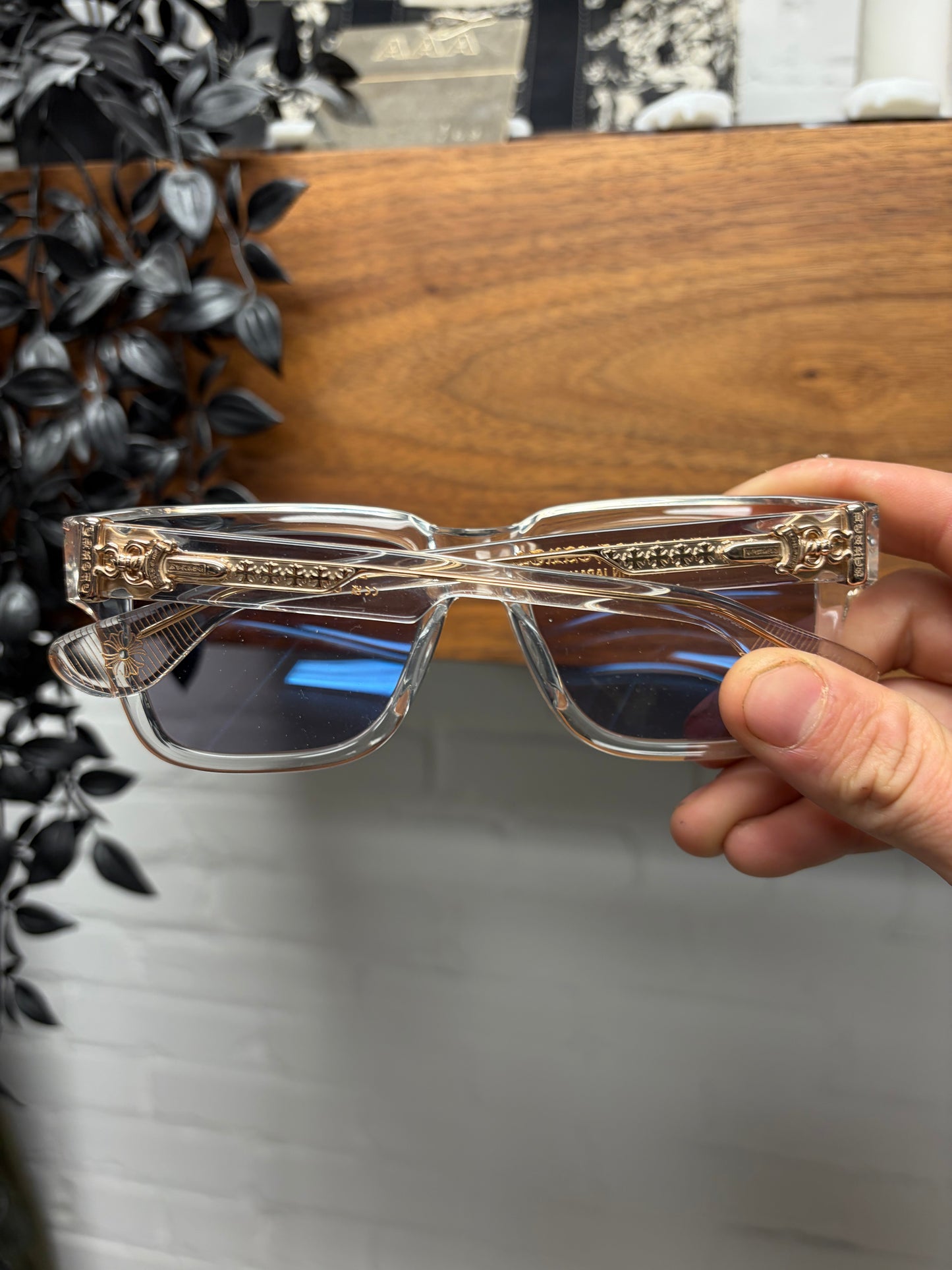 Chrome Hearts ‘Box Officer’ 18K Gold/Translucent Frame Sunglasses