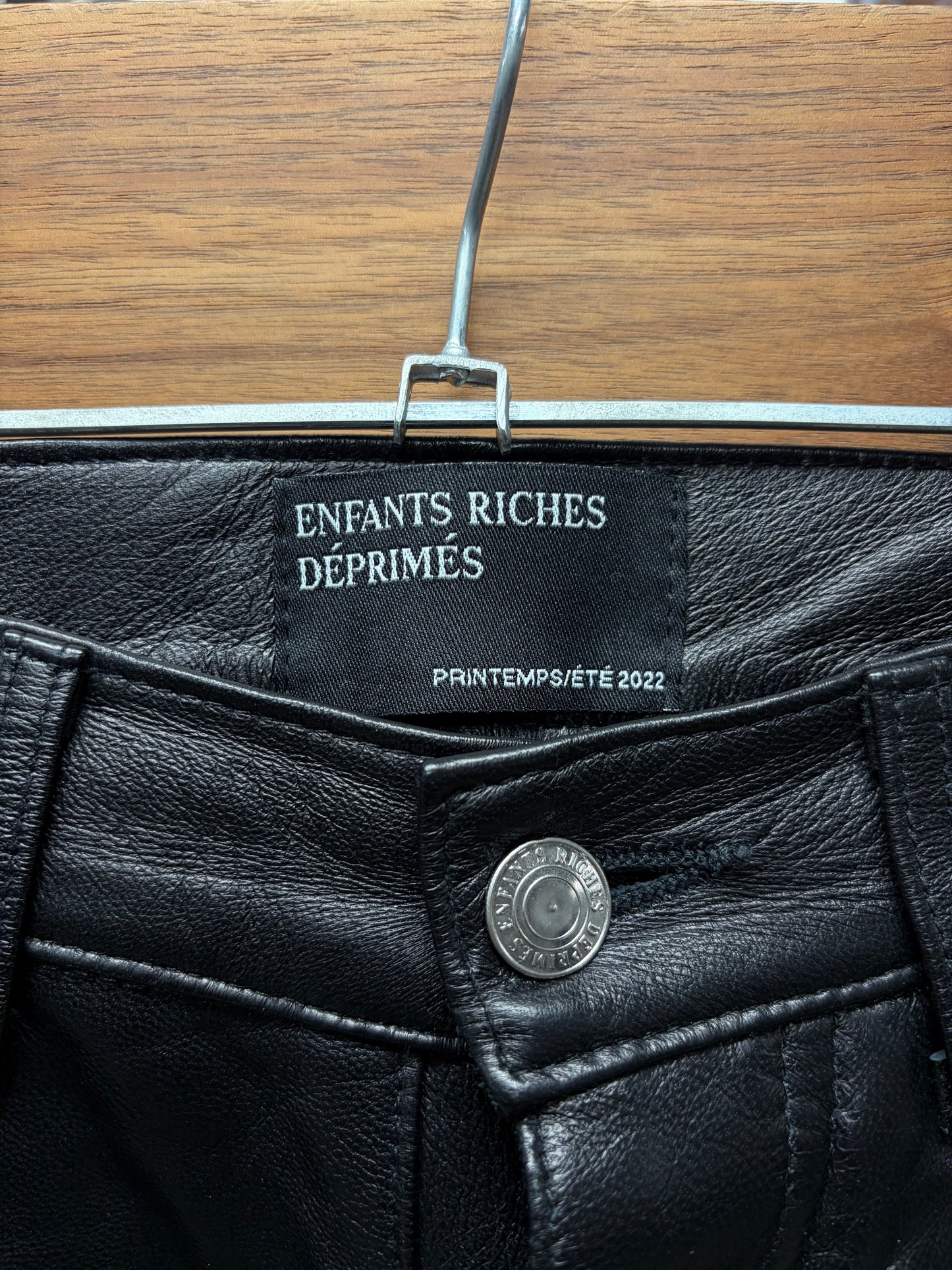 SS2022 Enfants Riches Deprimes Black Lambskin Leather Carpenter Pants