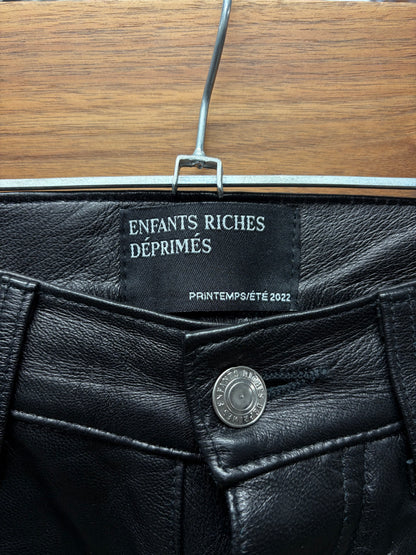 SS2022 Enfants Riches Deprimes Black Lambskin Leather Carpenter Pants