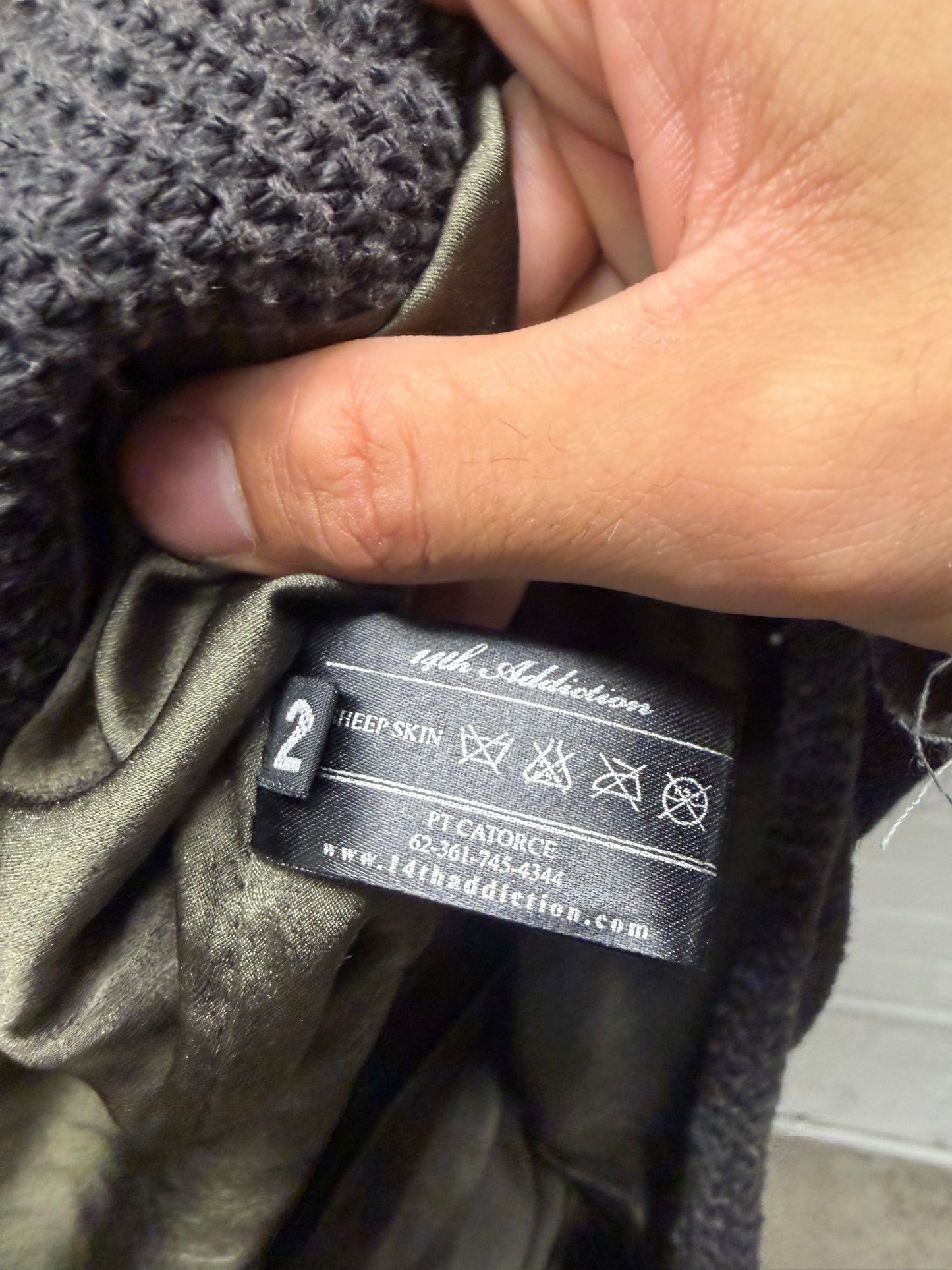 14th Addiction Dark Brown Hybrid Ribbed Wool/Leather Jacket