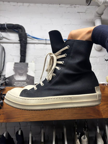 Rick Owens DRKSHDW Black Canvas ‘Ramones’ High Top Sneakers