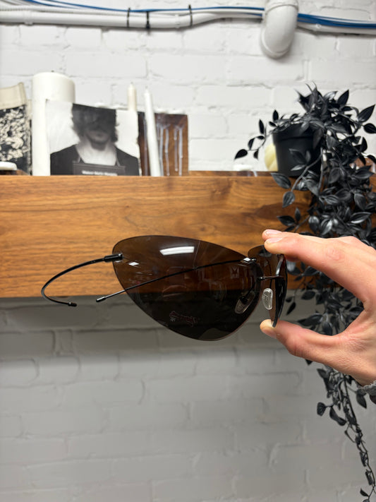 Balenciaga ‘Matrix Neo’ Black Rimless Bug Eye Sunglasses