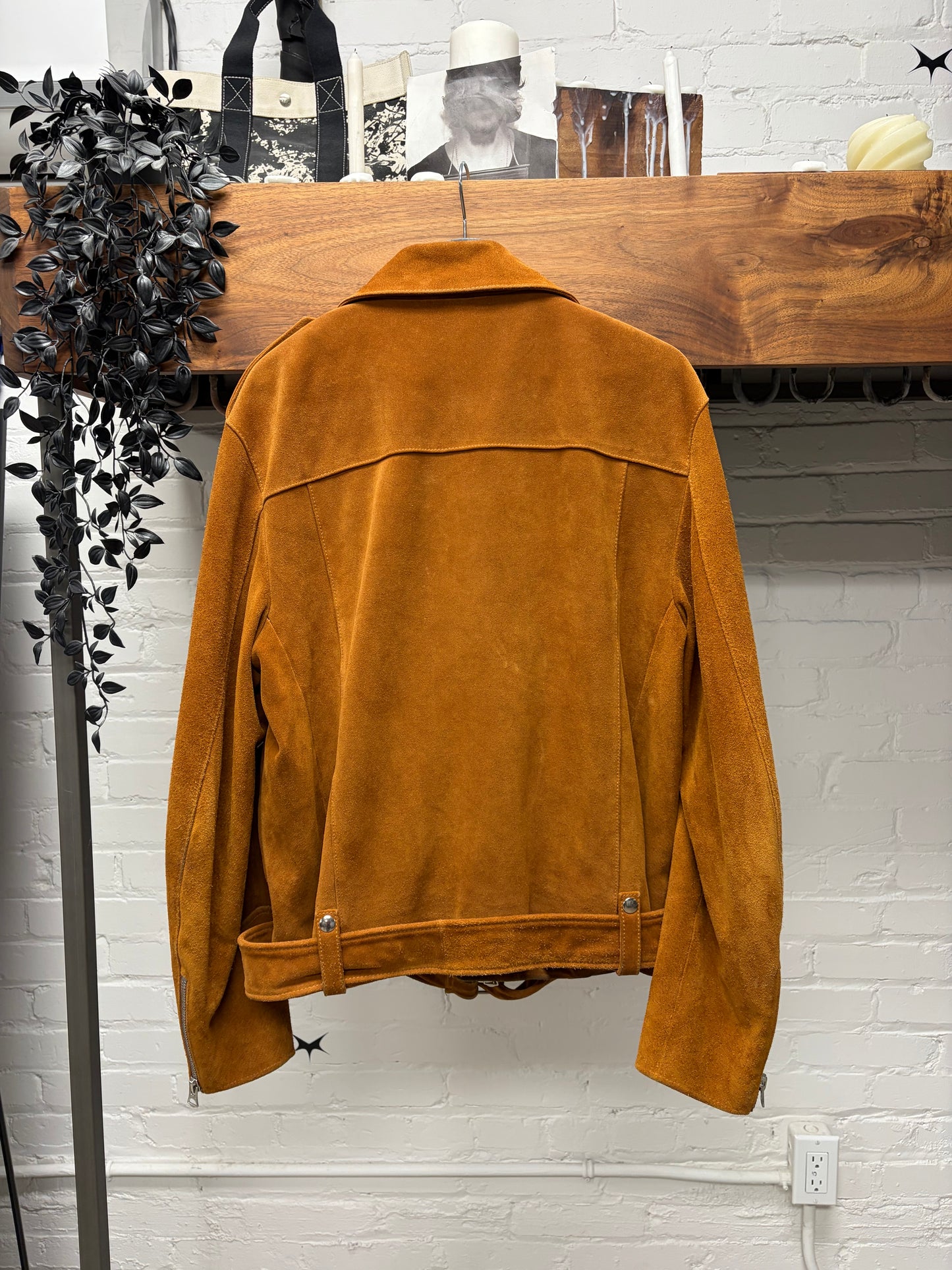 Acne Studios Caramel Brown Suede Biker Jacket