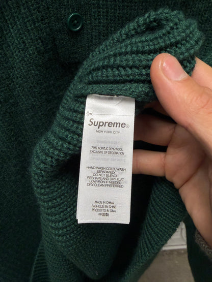AW2024 Supreme ‘Mini Box Logo’ Dark Green Ribbed Knit Polo Sweater