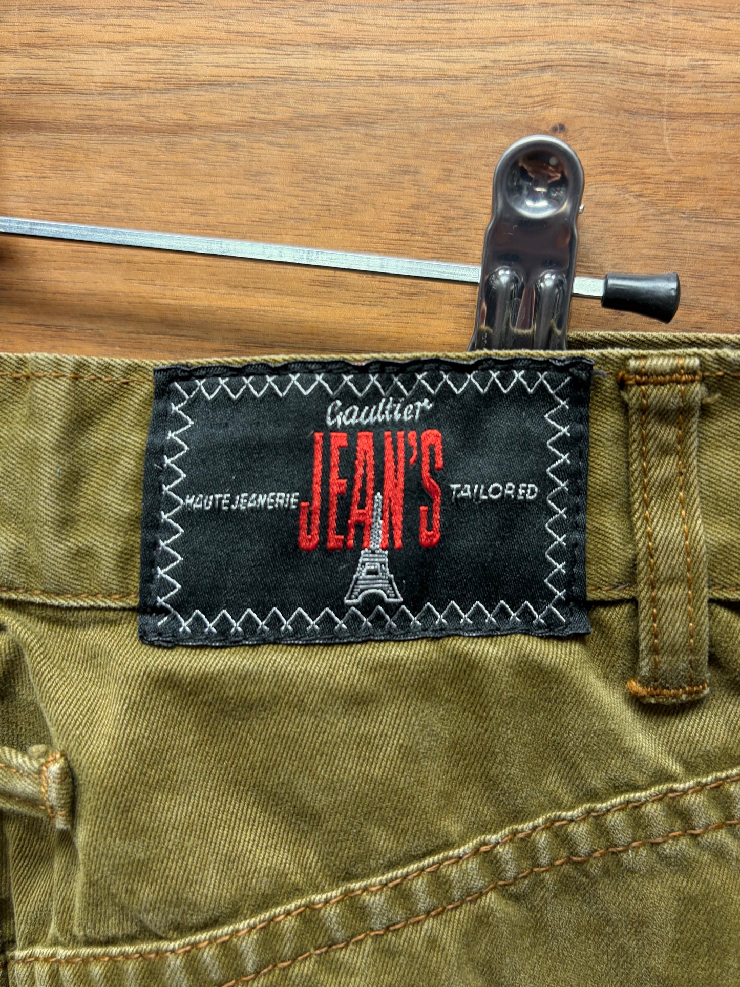 Vintage Jean Paul Gaultier ‘Sailor’ Button Fly Faded Green Denim