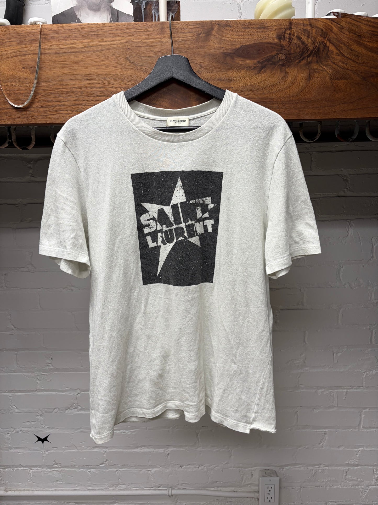 2019 Saint Laurent ‘Star Logo’ White Graphic T-Shirt