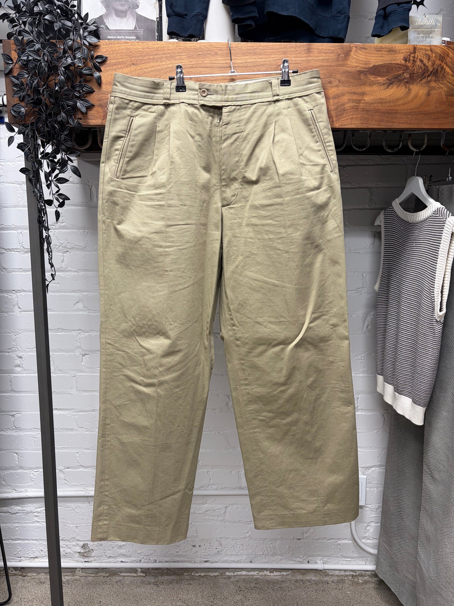 SS2022 Maison Margiela Wide Leg Tan Brown Pleated Work Pants