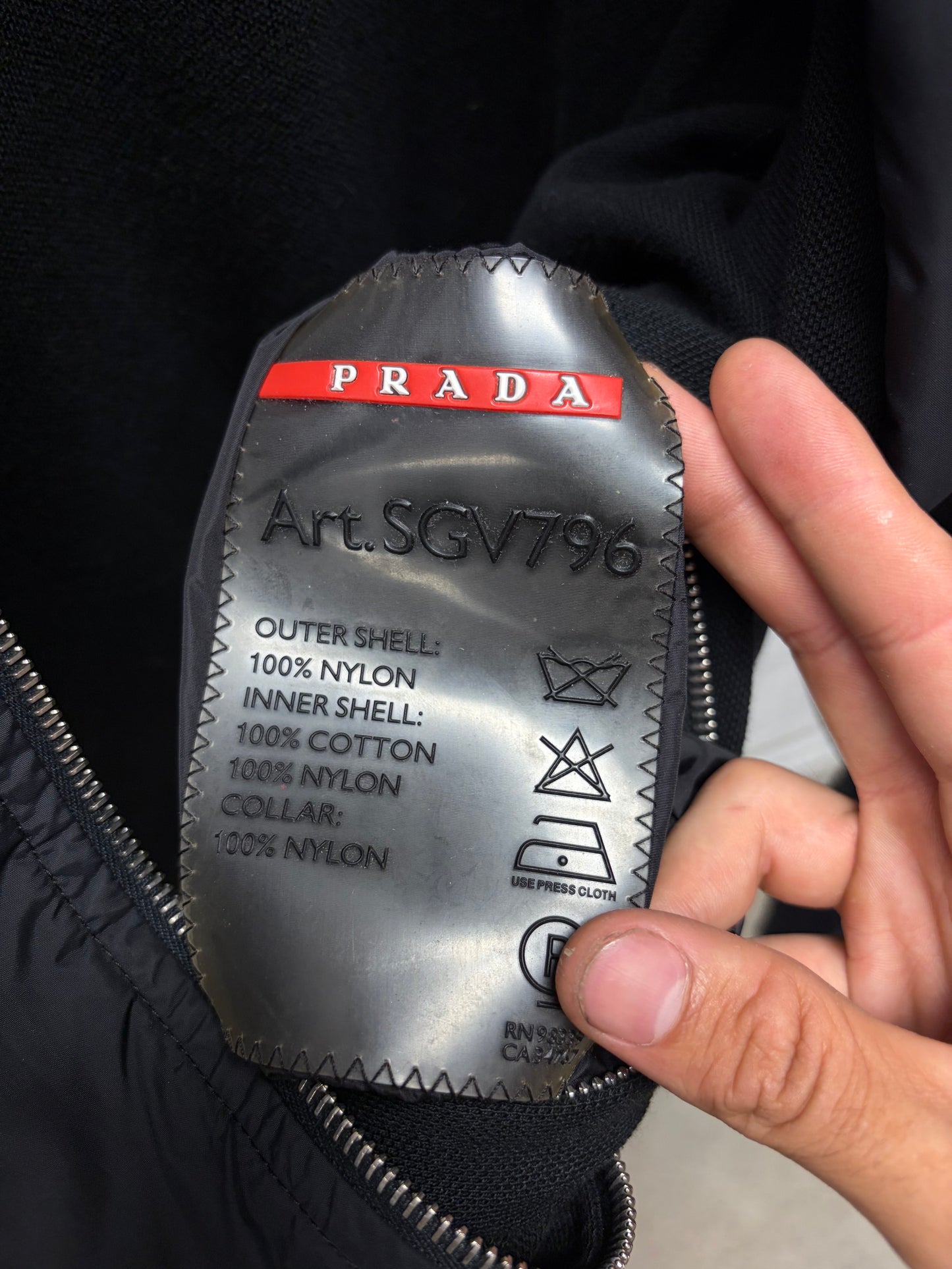 Vintage Prada Black Nylon Sport Jacket with Ribbed Liner