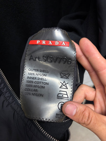 Vintage Prada Black Nylon Sport Jacket with Ribbed Liner
