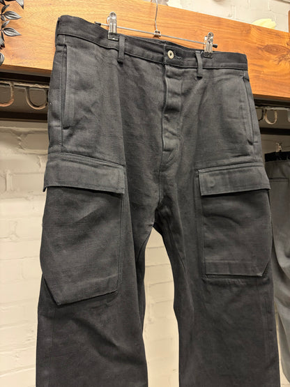 Rick Owens 16oz Japanese ‘Geth Cargo’ Wide Leg Black Denim