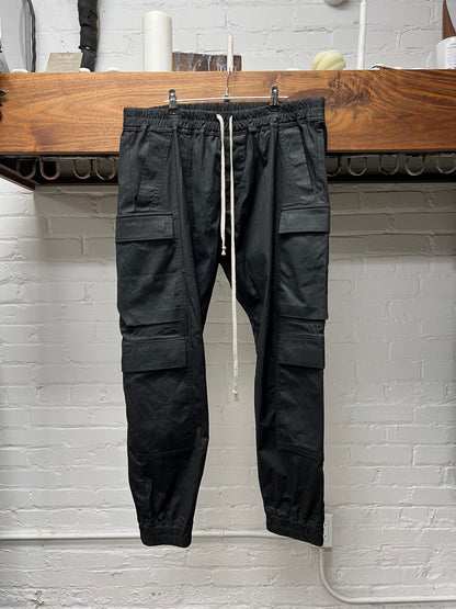 SS2024 Rick Owens ‘Lido’ Waxed Black Cargo Pants