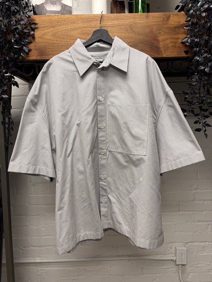 Bottega Veneta Striped Cotton ‘BV’ Minimal Logo Overshirt