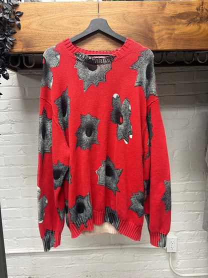 SS2022 Supreme x Nate Lowman ‘Gunshot’ Red Knit Sweater