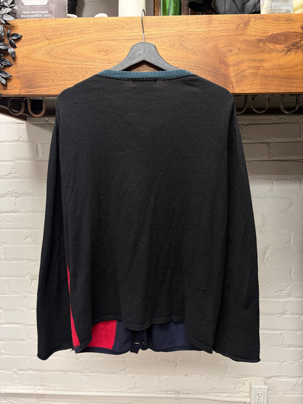 Yohji Yamamoto Pour Homme Colorblocked ‘Abstract Geometric’ Patterned Wool Knit Cardigan