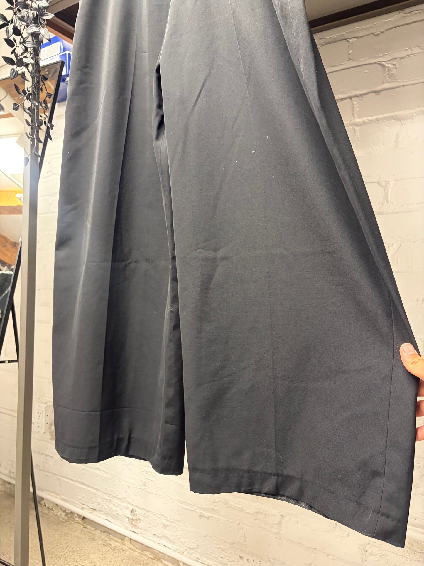 Acne Studios ‘Pommy’ Black Satin Pleated Wide Leg Trousers